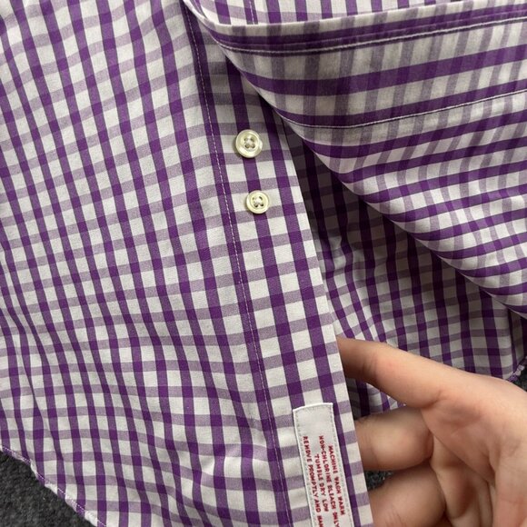 Brooks Brothers Traditional Cotton 15.5 33 Check Purple Non-Iron Shirt Button Up - Picture 14 of 16